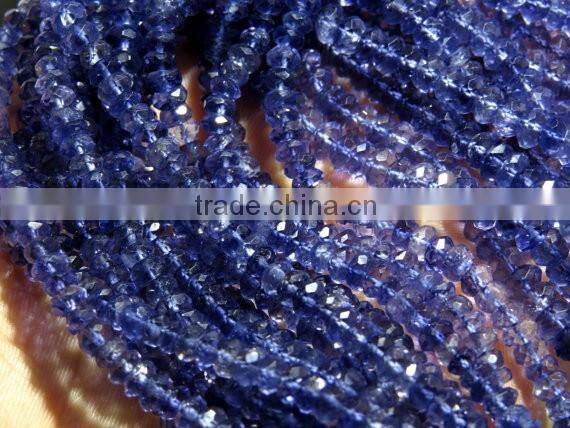Top Quality Natural Iolite Faceted Roundlle Beads 3X6.5MM Approx 16''Inch Good Quality On WholeSale Price