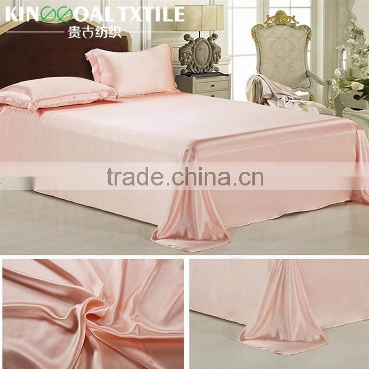 19 momme seamless Pink Natural 100% Mulberry Silk flat bed Sheet King/ Queen