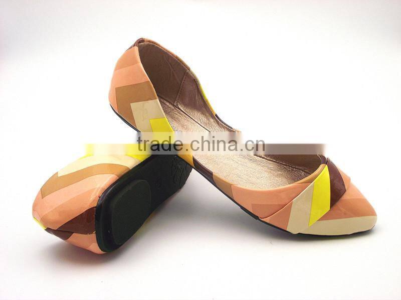 2016 wholesale factory price special leather multicolor lady flat shoes in stock