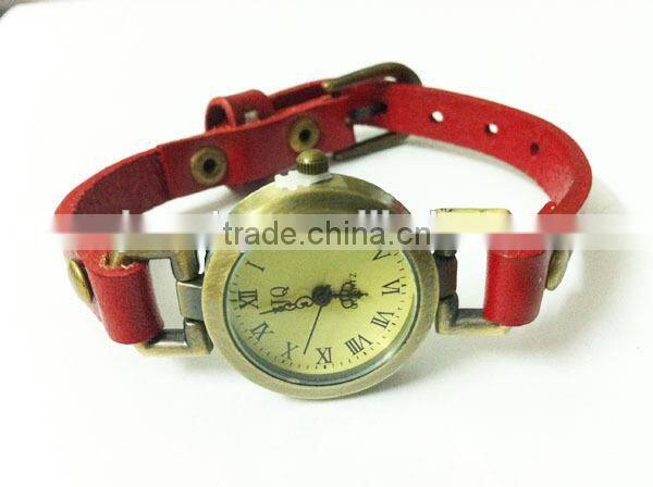 SWH 0651-3 China wholesalef genuine leather squre nail strap wrap ladies bracelet wrist watch