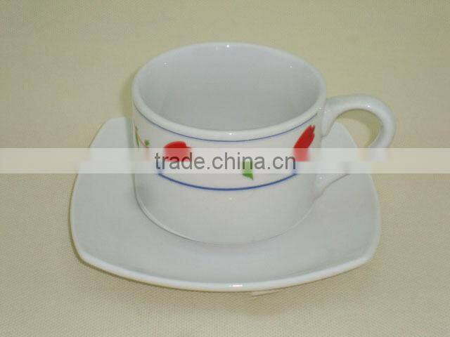 Porcelain cup and saucer for cafe