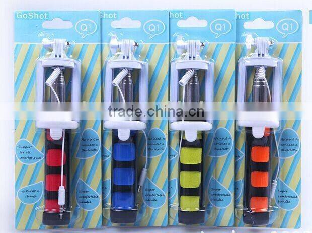 Q1 3 IN 1 mini extendable Tripod Handheld Wire Selfie Fold monopod Stick with Remote Button for iPhone IOS 8 Samsung Android