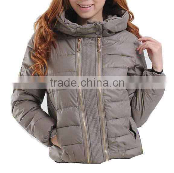 2014 women winter down jacket with double zipper