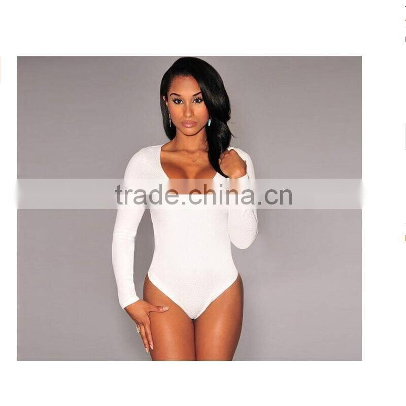 Women V-neck Stretch Bodysuit Sexy Jumpsuit Tops
