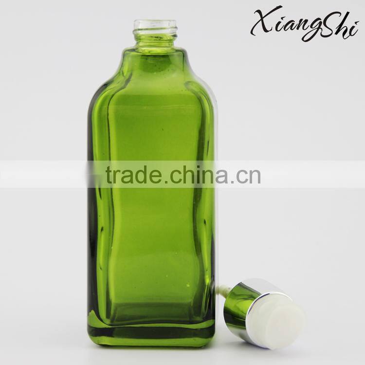 transparent green olive oil glass bottles