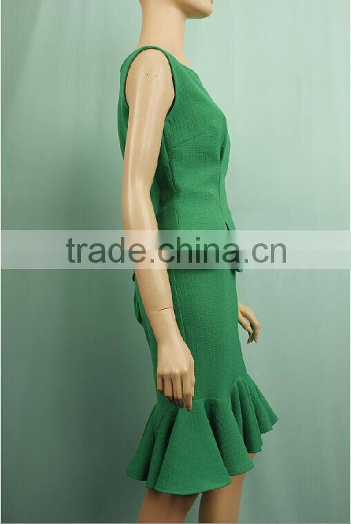 High quality sleeveless women office skirt suit,two pieces women skirt suit WT150632362