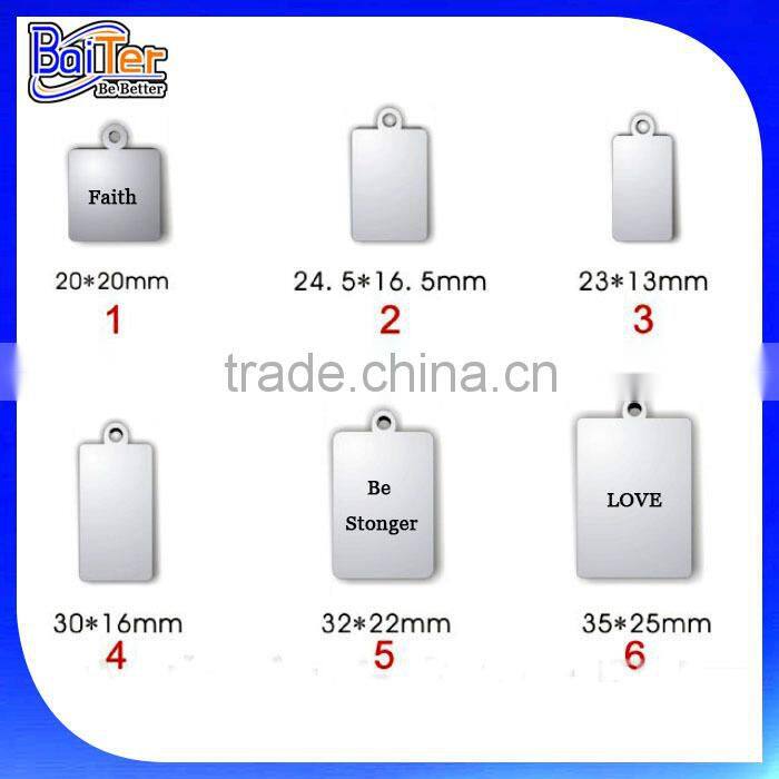 Custom Made Metal Rectangle Dog Tag/Engraved Blank Personalized Stainless Steel Rectangle Dog Tag Necklace