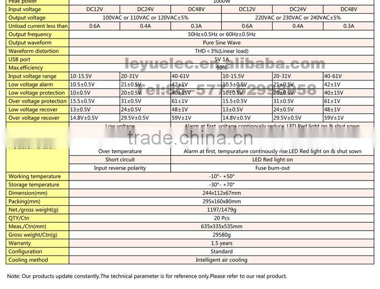 OPIP-500-1-12 CE 12V to 110V 120V pure sine wave 12v 110v 500w china power inverter