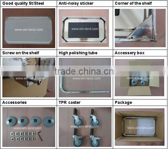 Stainless Steel 4-Tier Hotel Service Trolley