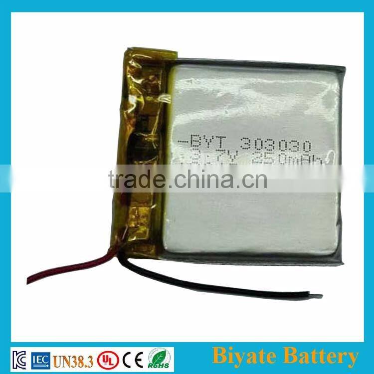 OEM welcome 303030 portable lipo battery 3.7v 250mah rechargeable cell