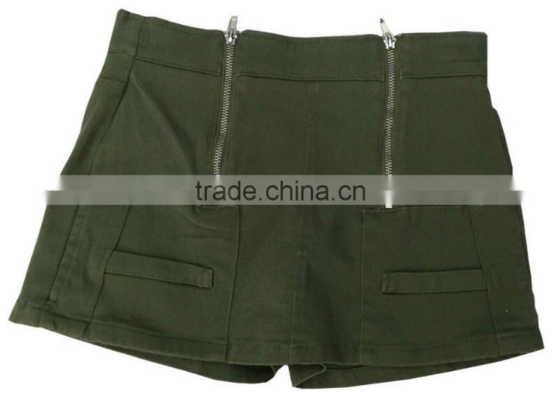 Female stylish design ladies solid color high waistband hot shorts women strech cotton zippers slim shorts manufacturer