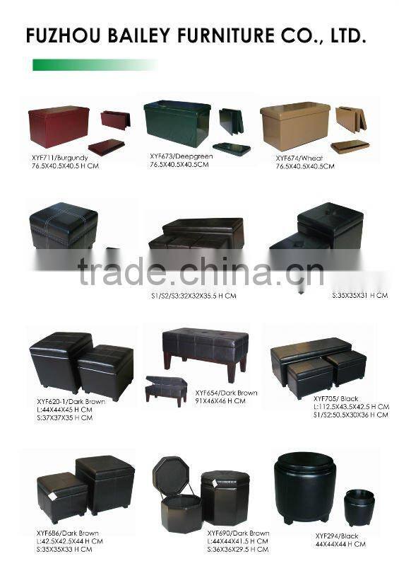 S/3 faux leather storage ottoman