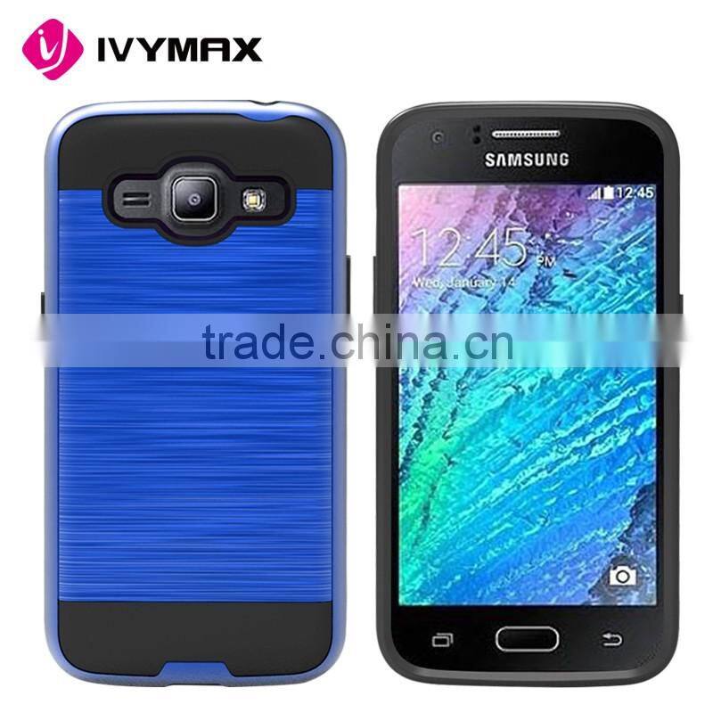 Newest metal brushed texture impact resistant heavy duty hybrid dual layer shockproof protective cover shell for samsung J2 2016