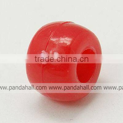 Acrylic Pony Beads, Big Hole Beads, Rondelle, 9x6mm, 4mm Hole(MACR-H005-M1)