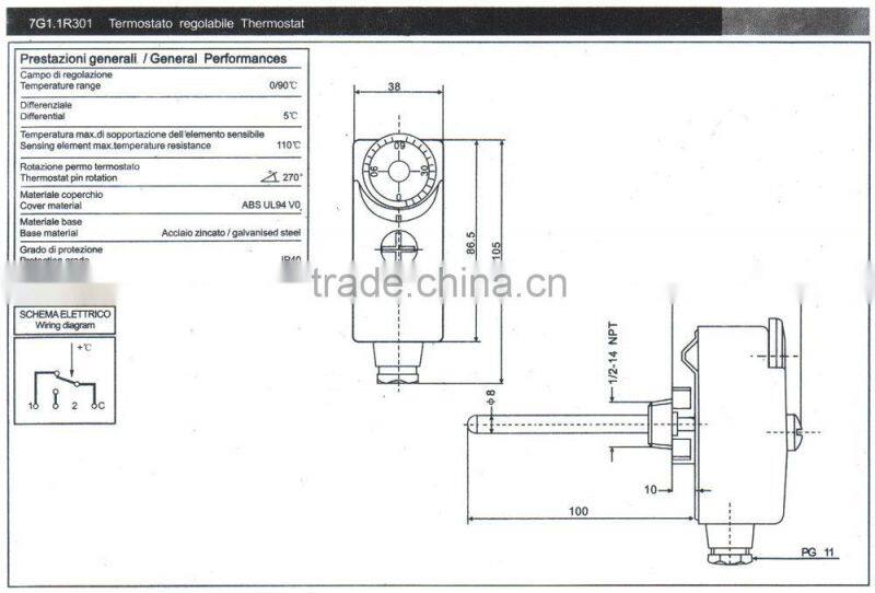 Electric water heating thermostat