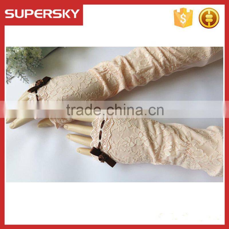 V-380 Wedding fingerless mesh lace wedding dressing bridal glove protection sun block daily gloves