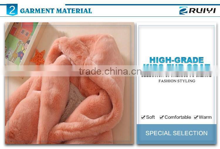 girl winter fake fur clothes, hooded fur coat for kids