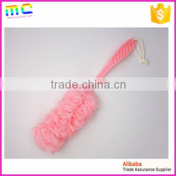 colorful long hand PE mesh sponge back body bath brush