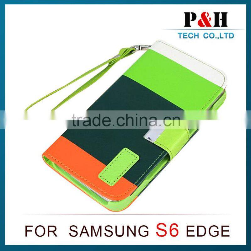 Factory directly leather wallet case for samsung galaxy s6 edge case new 2015