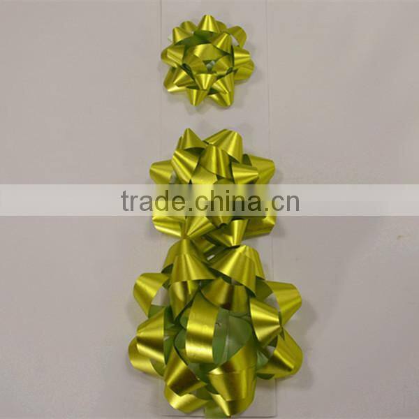 3 Pcs/Card 3" 4" 5" Green Color Matte Metallic Star Ribbon Gift Bow