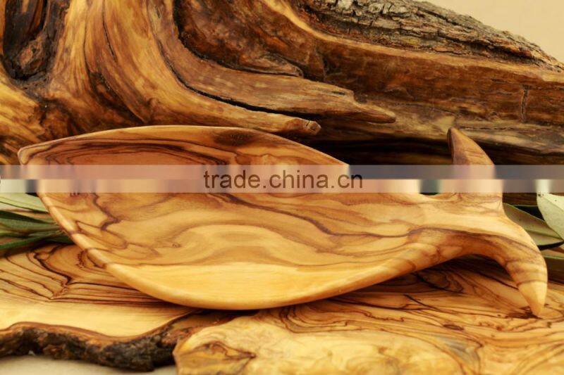 Olive Wood Decorative Carved Plate Fish Design