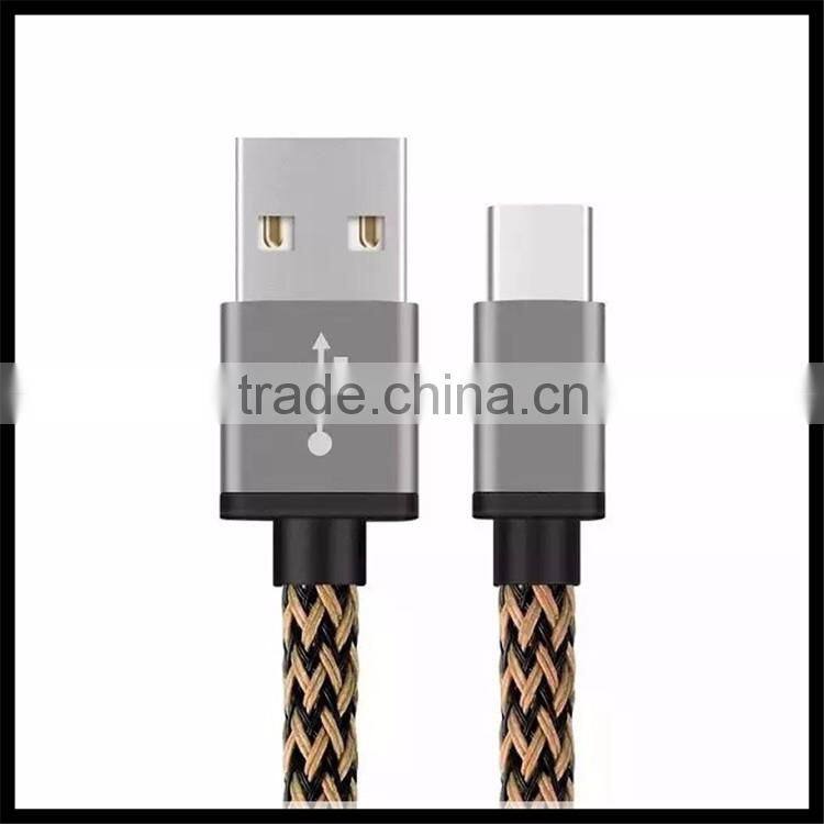 2016 Quick Charge Braided Aluminum Alloy Data Line Type-C to USB 2.0 Cable