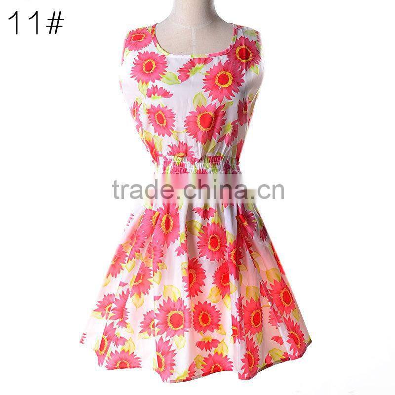 Cotton sleeveless dresses with different patterns 25 styles for your free choose