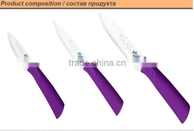 FINDKING 2014 Hot High Quality Flower Painted Zirconia Ceramic Kitchen Knife Set fruit Kit 3" 4" 5'' inch+Covers