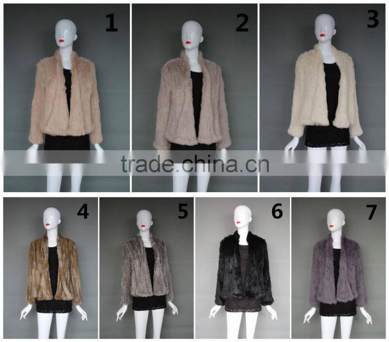 women's fashion oversize knitted rabbit fur short coat ladies winter fur coat