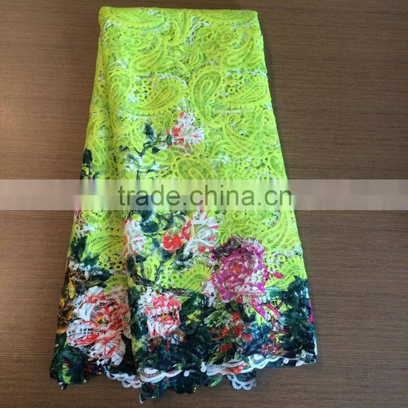 2016 Digital multi flower cord lace printing cord lace for garment