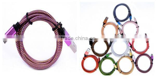 1M 3ft 2M 6ft 3M New cable Wave Braided Aluminum USB Charger Cable Nylon Micro Data Alloy Metal Charger AdapterWire for Samsung