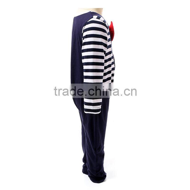 New arrival boutique wholesale unisex one piece navy stripe baby overall romper long sleeves