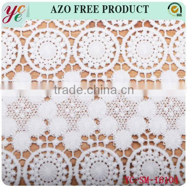 High quality white circular pattern ornament of chinese style embroidery fabric for wedding dress