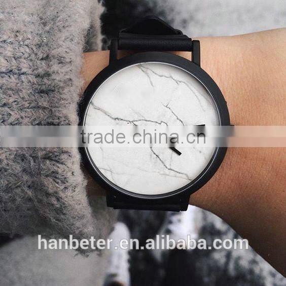 New 2016 handcrafted leather watch ladies top brand marble watch with japan movt