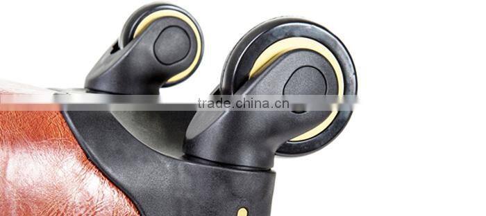 2015 hot selling PU travel luggage spinner trolley luggage bag with removable wheels