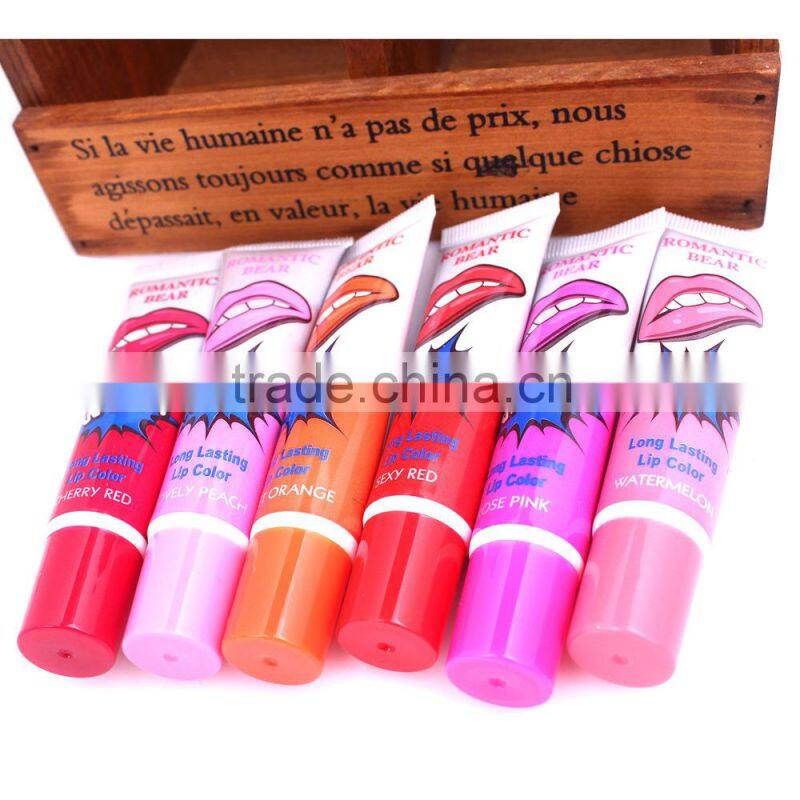 The Newest Romantic Bear long lasting 6 lip colors lipgloss peel off liquid matte lipstick
