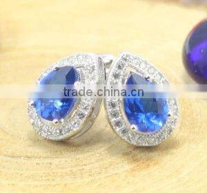 New best selling valentine's day romantic design 925 sterling slver earrings gift with heart shaped ruby cz for woman and girls