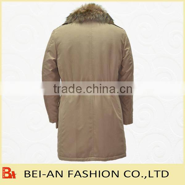mens padded coat with fake fur collar trimming