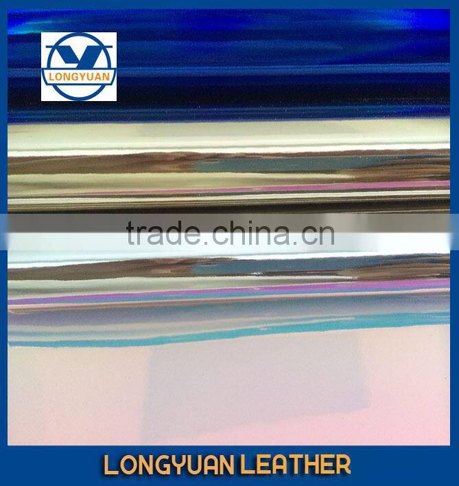pattern leather with strong color mirrored pu synthetic leather made in wenzhou