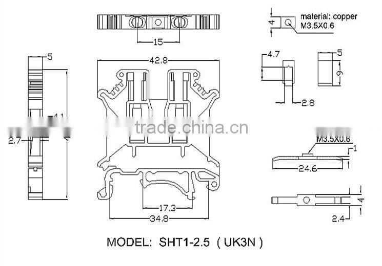 UK Terminal Blocks UK-3N, Electrical Wire Connectors UK3n