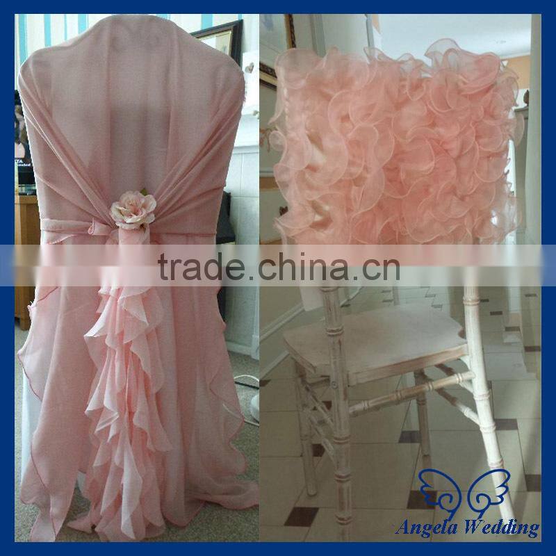 CH005R wholesale custom made fancy organza ruffled curly willow mixed color wedding chair covers