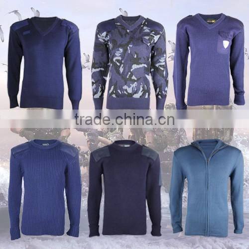 V neck army commando pullover warm durable military sweater with a pocket