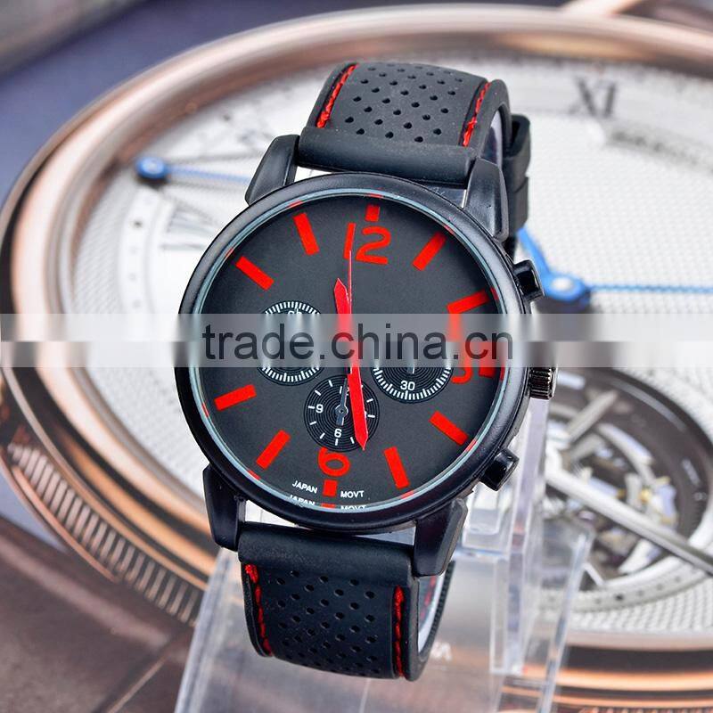 Black Dial Silicone Quartz Analog Water Resistant Shenzhen Sports Watches Men