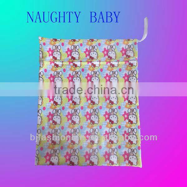 One or two pocket waterproof cloth diaper zipper wetbag waterproof travel nappy diaper bag