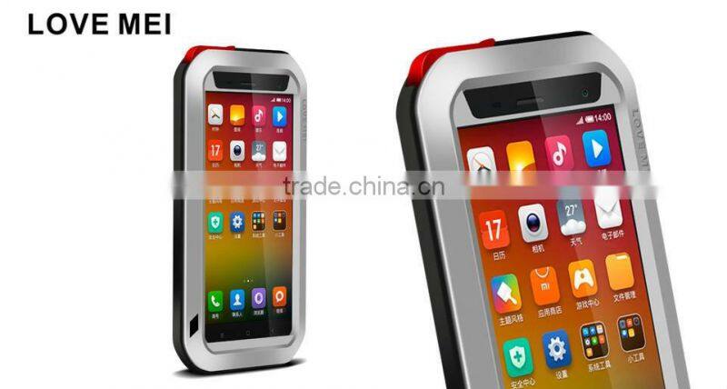 love mei aluminum waterproof case for xiaomi 4 LOVE MEI Case Metal Gorilla Glass Cover case for xiaomi 4 love mei