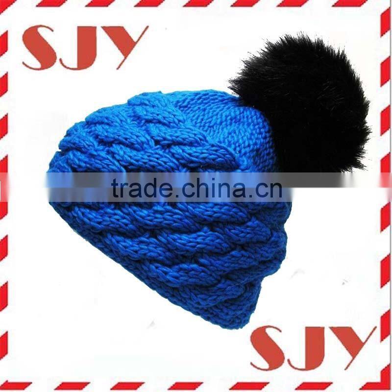 Solid Custom Knitted POM POM Beanie Skull Cap Hat