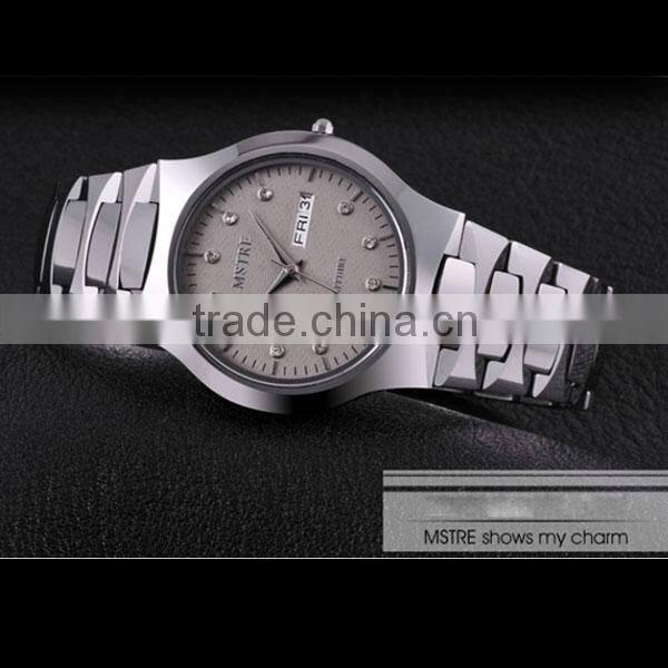 fashion watches simple and elegant Comfortable Tungsten steel watch with diamonds chinese wholesales watch Dual calendar
