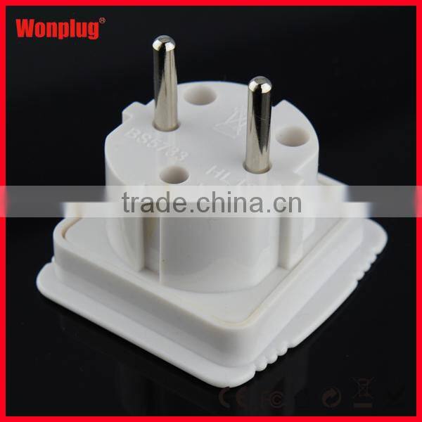 White/Black Adapter UK TO EU Europe European Travel Adaptor Plug 2 Pin Wonplug Travel