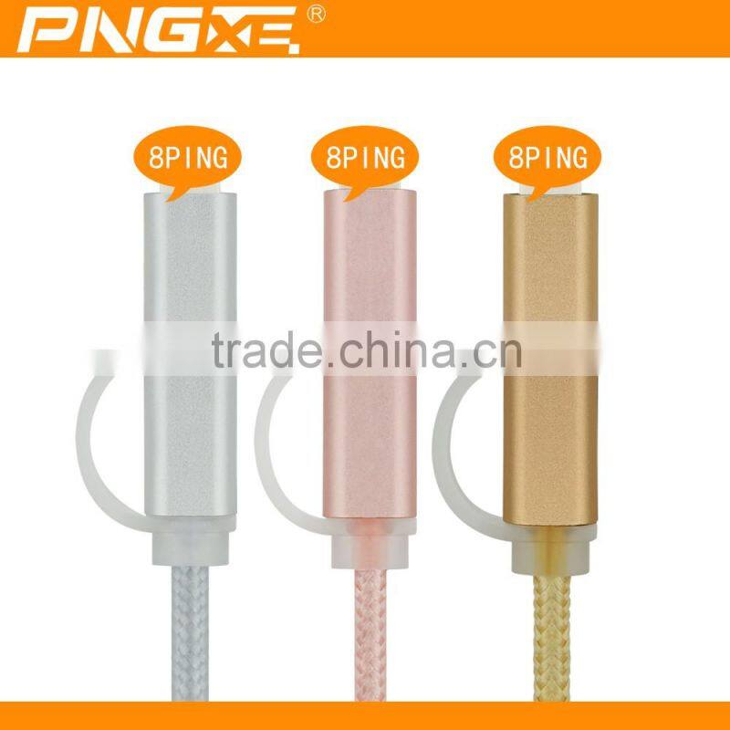 2016 PNGXE latest fast charging usb charger cable for Iphone6 and for Samsung S6 2 in 1 usb cable