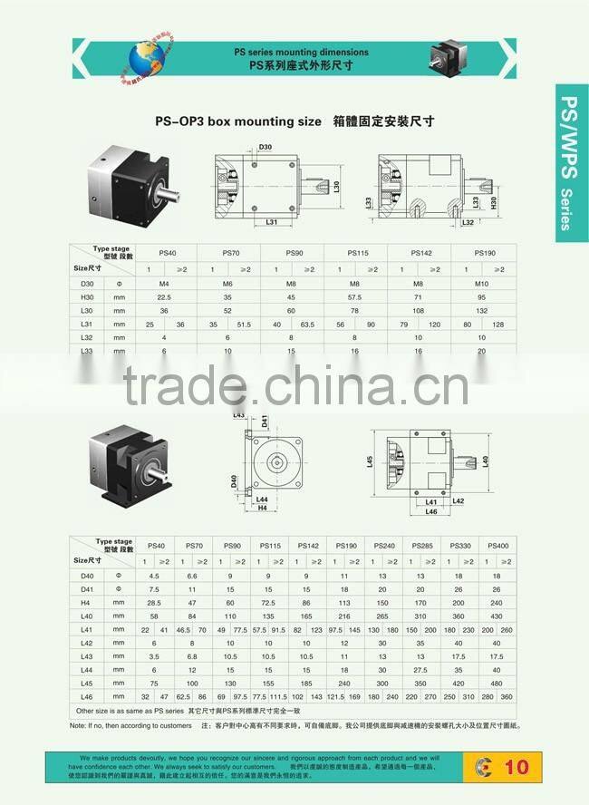 PS WPS Precision Planetary Gear Box